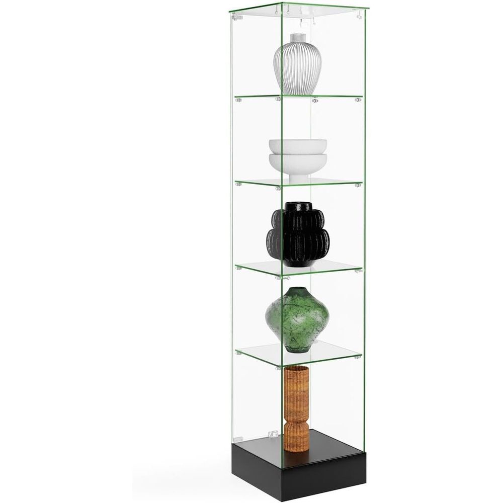 Glass Door Hinge - Clear Glass Tower Exhibit with Secure