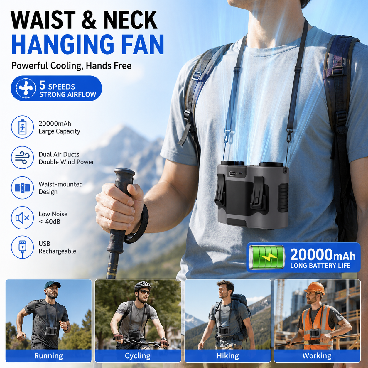 Portable Waist Clip Fan Mini U – обзор и цена Timer Dual Outlet