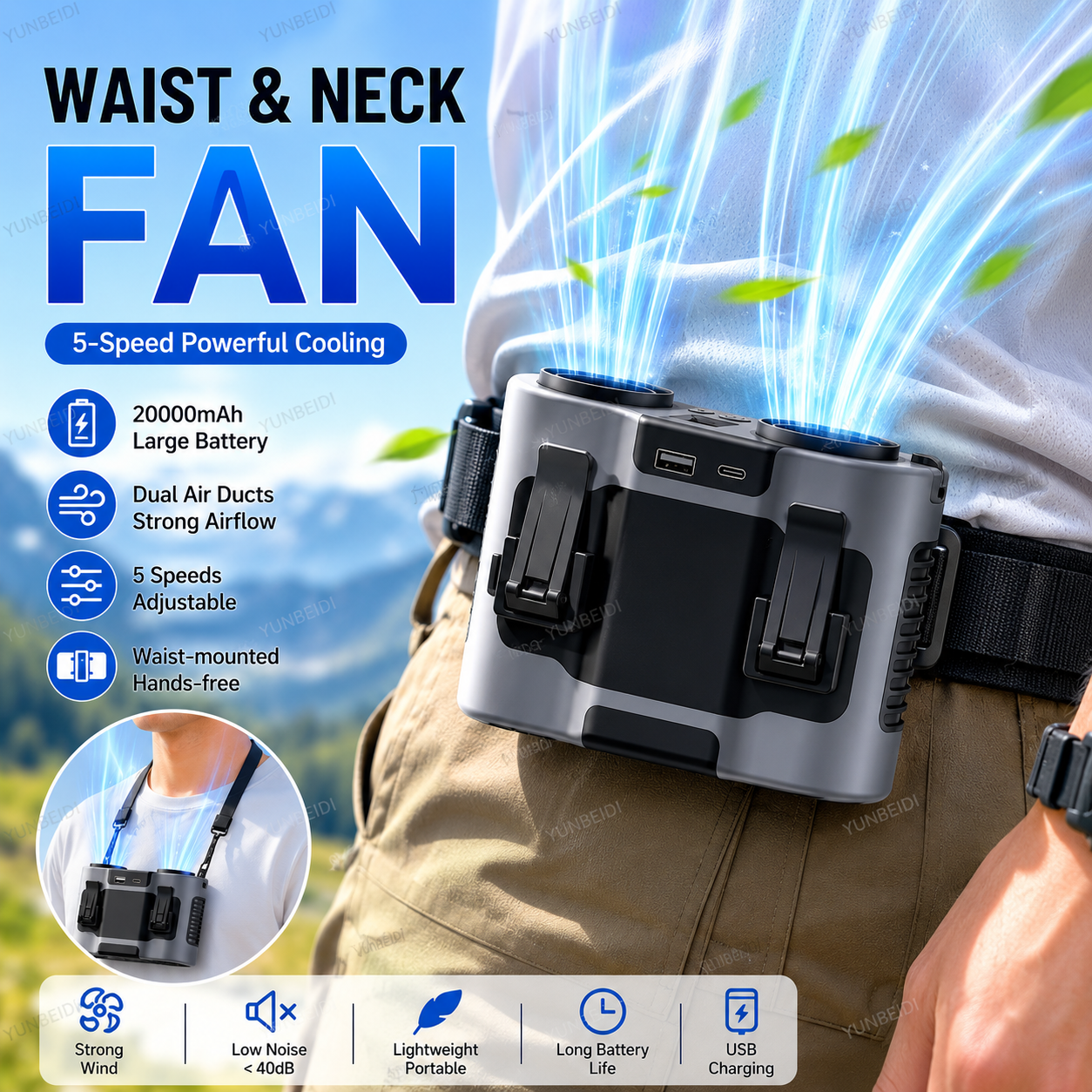 Portable Waist Clip Fan Mini U – обзор и цена Timer Dual Outlet