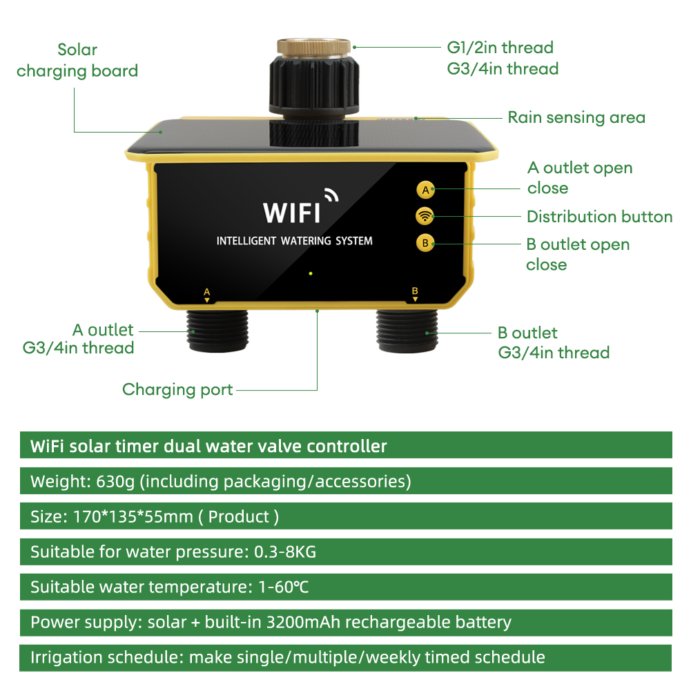 WiFi Solar Timer Dual Water Va – обзор и цена Timer Dual Outlet